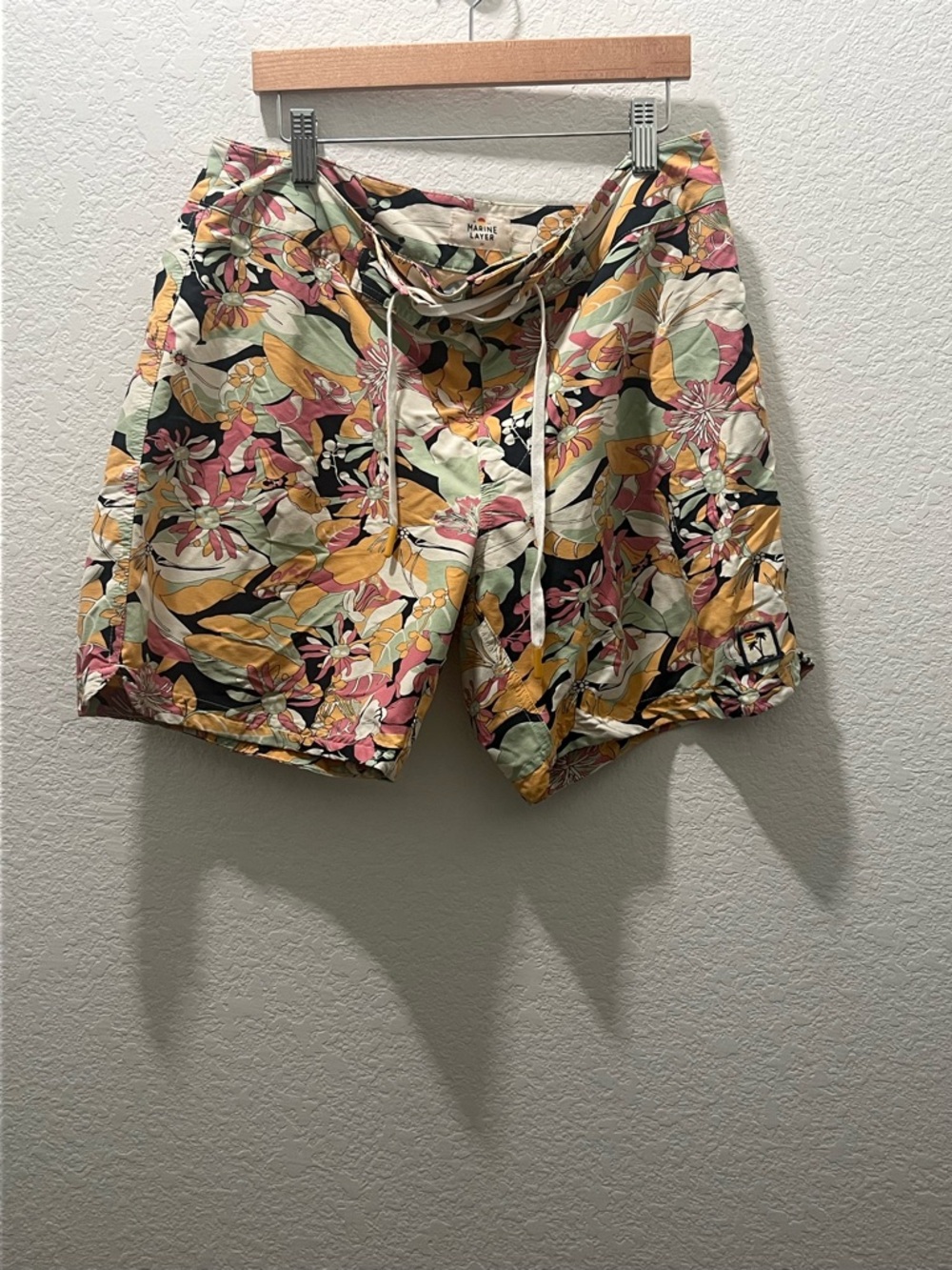 Marine Layer Tropical Floral Swim Trunks Board Shorts Size 33 Resort Beach